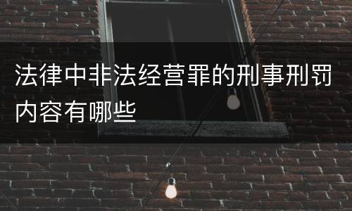 法律中非法经营罪的刑事刑罚内容有哪些