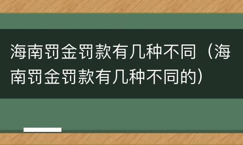 海南罚金罚款有几种不同（海南罚金罚款有几种不同的）