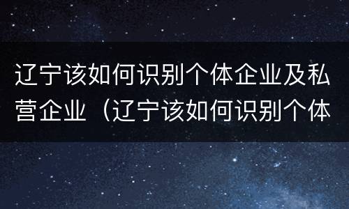 辽宁该如何识别个体企业及私营企业（辽宁该如何识别个体企业及私营企业呢）