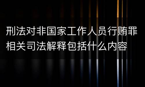 刑法对非国家工作人员行贿罪相关司法解释包括什么内容