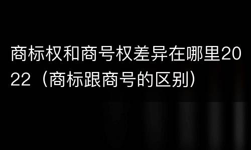 商标权和商号权差异在哪里2022（商标跟商号的区别）