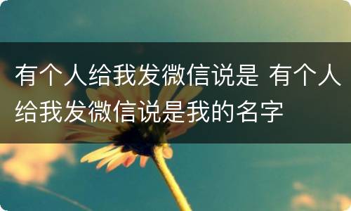 有个人给我发微信说是 有个人给我发微信说是我的名字