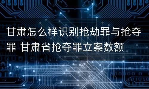 甘肃怎么样识别抢劫罪与抢夺罪 甘肃省抢夺罪立案数额