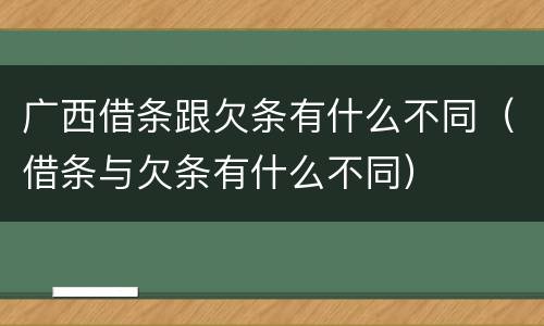 广西借条跟欠条有什么不同（借条与欠条有什么不同）