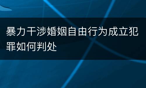 暴力干涉婚姻自由行为成立犯罪如何判处