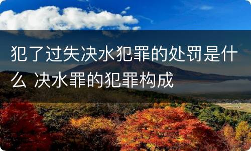 犯了过失决水犯罪的处罚是什么 决水罪的犯罪构成
