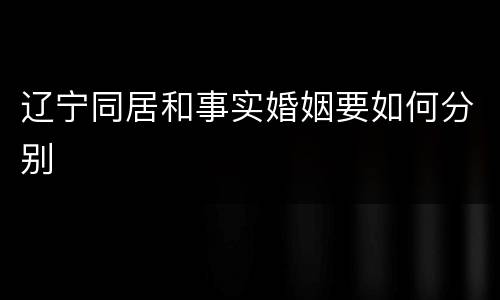 辽宁同居和事实婚姻要如何分别