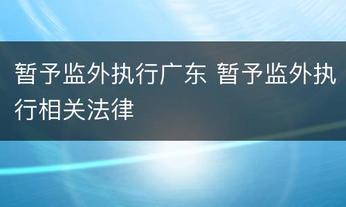 暂予监外执行广东 暂予监外执行相关法律
