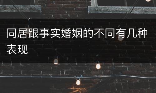 同居跟事实婚姻的不同有几种表现