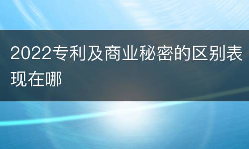 2022专利及商业秘密的区别表现在哪