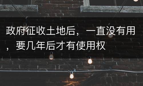 政府征收土地后，一直没有用，要几年后才有使用权