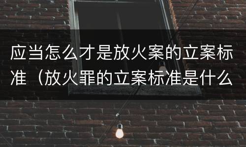 应当怎么才是放火案的立案标准（放火罪的立案标准是什么）