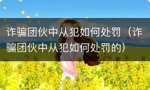 诈骗团伙中从犯如何处罚（诈骗团伙中从犯如何处罚的）