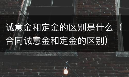 诚意金和定金的区别是什么（合同诚意金和定金的区别）