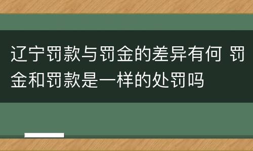 辽宁罚款与罚金的差异有何 罚金和罚款是一样的处罚吗