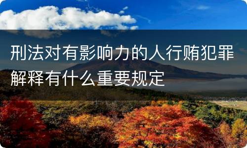刑法对有影响力的人行贿犯罪解释有什么重要规定