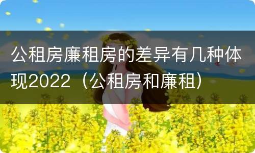 公租房廉租房的差异有几种体现2022（公租房和廉租）