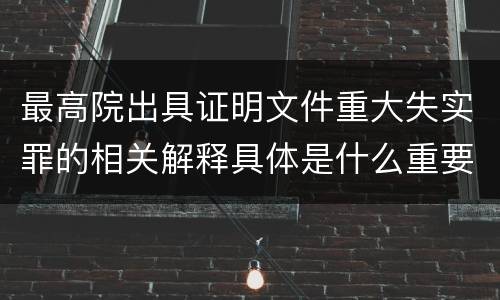 最高院出具证明文件重大失实罪的相关解释具体是什么重要内容