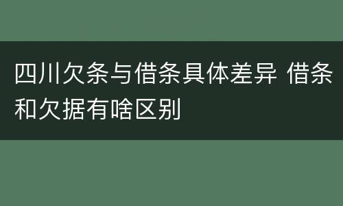 四川欠条与借条具体差异 借条和欠据有啥区别