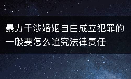暴力干涉婚姻自由成立犯罪的一般要怎么追究法律责任