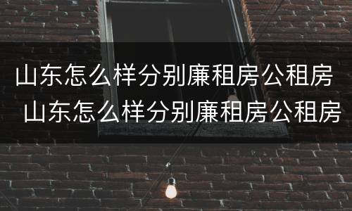山东怎么样分别廉租房公租房 山东怎么样分别廉租房公租房呢