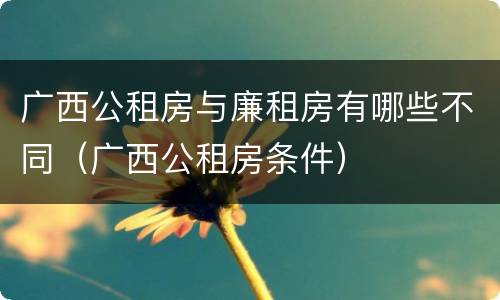 广西公租房与廉租房有哪些不同（广西公租房条件）