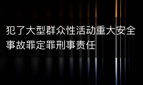 犯了大型群众性活动重大安全事故罪定罪刑事责任