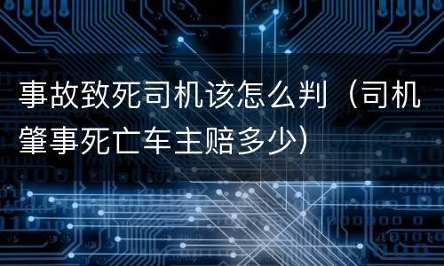 事故致死司机该怎么判（司机肇事死亡车主赔多少）