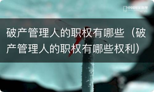 破产管理人的职权有哪些（破产管理人的职权有哪些权利）