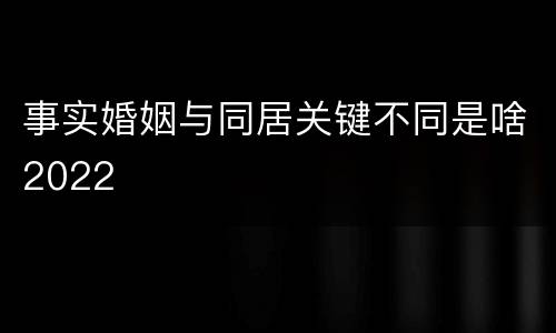 事实婚姻与同居关键不同是啥2022