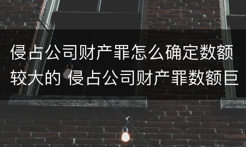 侵占公司财产罪怎么确定数额较大的 侵占公司财产罪数额巨大的标准