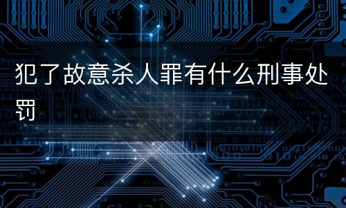 犯了故意杀人罪有什么刑事处罚