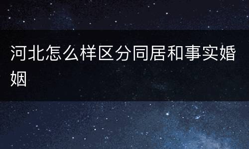 河北怎么样区分同居和事实婚姻