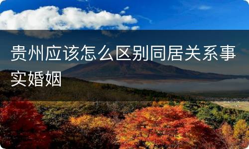 贵州应该怎么区别同居关系事实婚姻