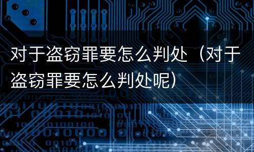 对于盗窃罪要怎么判处（对于盗窃罪要怎么判处呢）