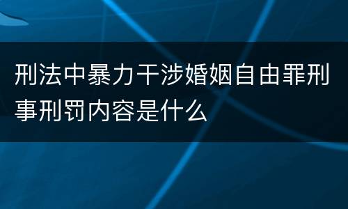 刑法中暴力干涉婚姻自由罪刑事刑罚内容是什么