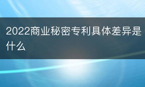 2022商业秘密专利具体差异是什么