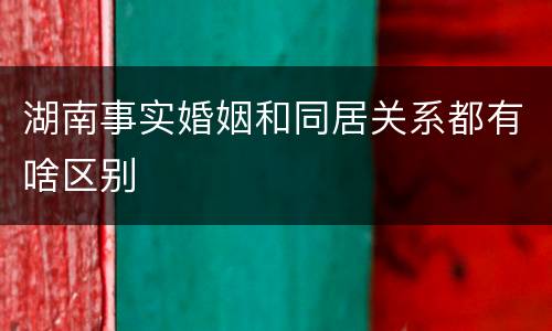 湖南事实婚姻和同居关系都有啥区别