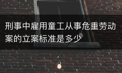 刑事中雇用童工从事危重劳动案的立案标准是多少