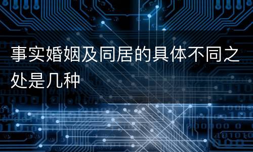 事实婚姻及同居的具体不同之处是几种