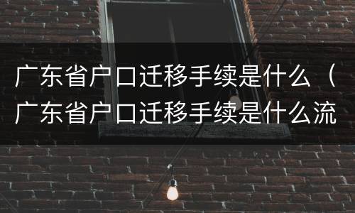 广东省户口迁移手续是什么（广东省户口迁移手续是什么流程）