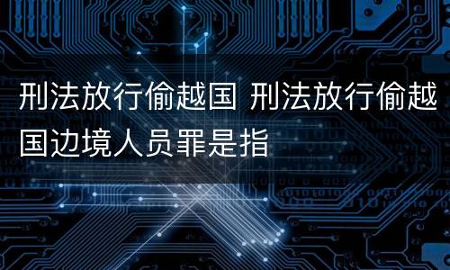 刑法放行偷越国 刑法放行偷越国边境人员罪是指