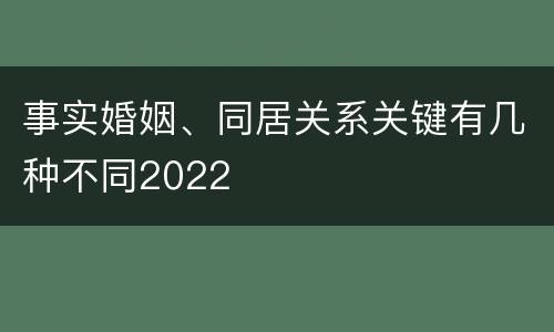 事实婚姻、同居关系关键有几种不同2022