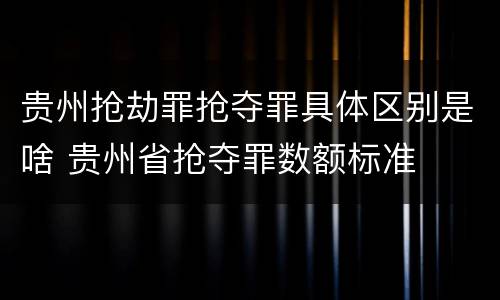 贵州抢劫罪抢夺罪具体区别是啥 贵州省抢夺罪数额标准