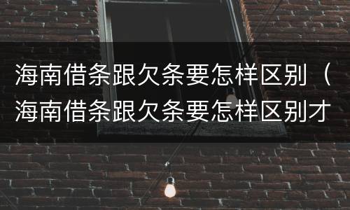 海南借条跟欠条要怎样区别（海南借条跟欠条要怎样区别才正确）