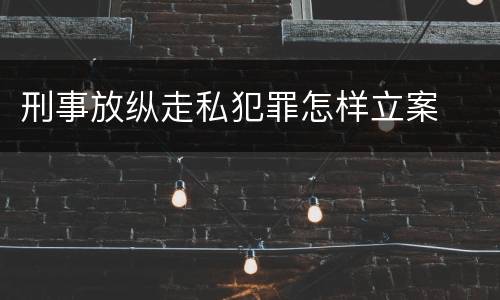 刑事放纵走私犯罪怎样立案