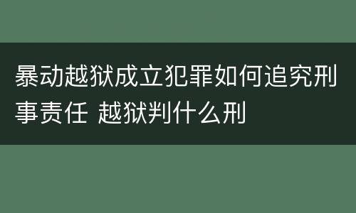暴动越狱成立犯罪如何追究刑事责任 越狱判什么刑