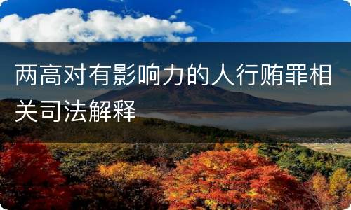 两高对有影响力的人行贿罪相关司法解释