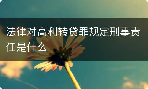 法律对高利转贷罪规定刑事责任是什么