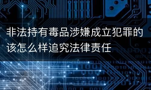 非法持有毒品涉嫌成立犯罪的该怎么样追究法律责任